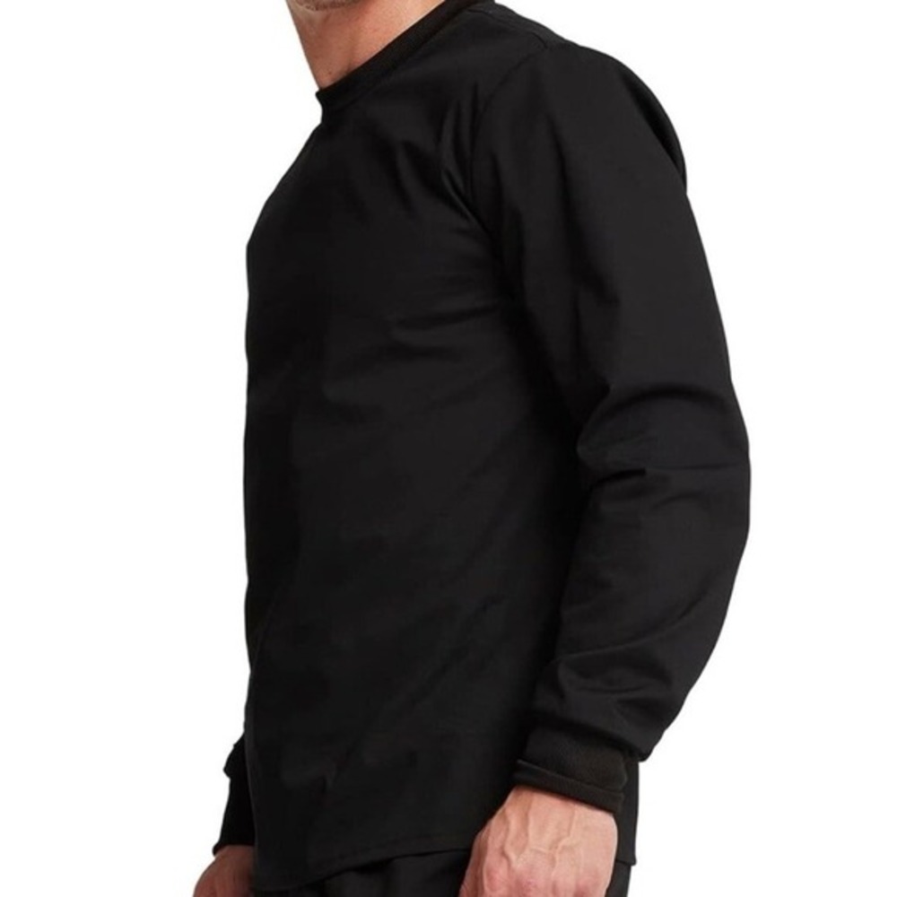 Cherokee Unisex‎ Scrub Top Modern Crew neck Black Size Large NEW Long Sleeve - Picture 2 of 9